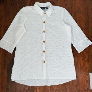 Chico Travelers White Textured Button Up Tunic